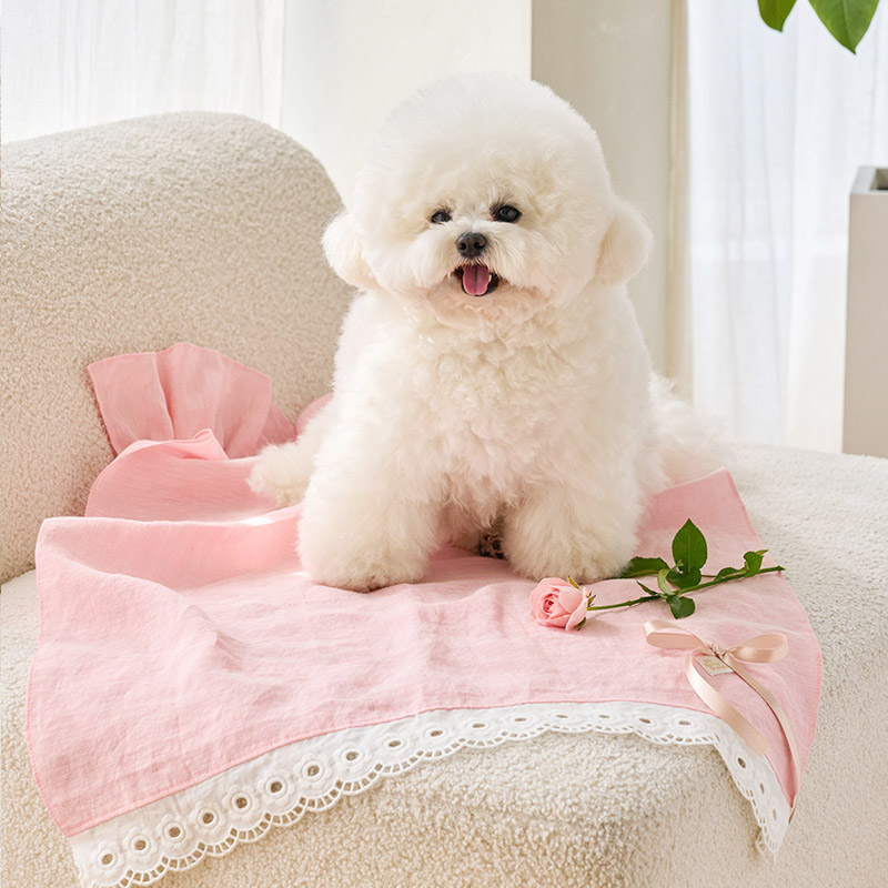 Daisy Linen Blanket (Peachpink)